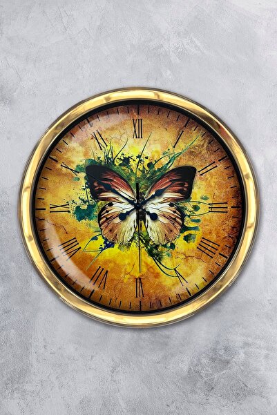 Platin Saat هدية ساعة حائط على شكل فراشة معدنية ذهبية مقاس 40 سم