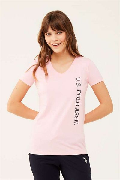 U.S. Polo Assn. Pink V-Neck Basic Women's T-Shirt