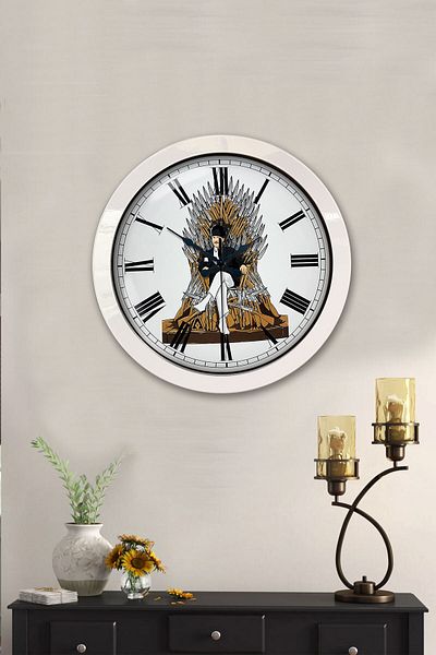 Kasva Concept Gift 36 cm White Metal Ataturk Wall Clock