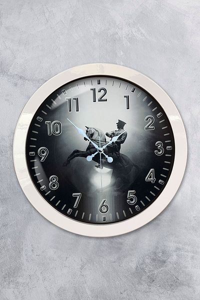 Kasva Concept Gift 36 cm White Metal Ataturk Wall Clock