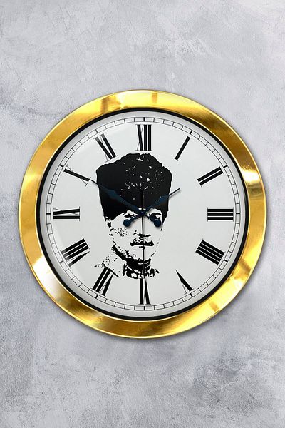 Kasva Concept Gift 36 cm Gold Metal Ataturk Wall Clock