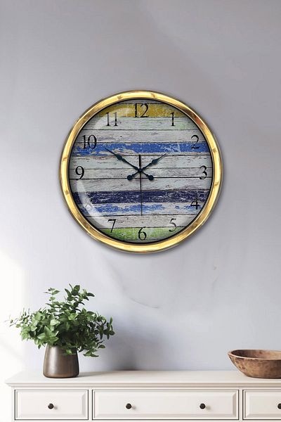 Kasva Concept Gift 40 Cm Gold Metal Alacati Wall Clock