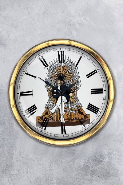 Kasva Concept Gift 40 cm Gold Metal Ataturk Wall Clock