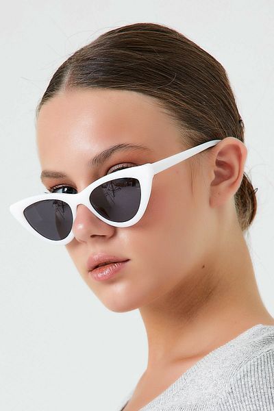 Nilu Moda Cat Eye White Women's Sunglasses