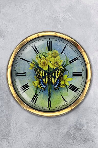 Platin Saat هدية ساعة حائط على شكل فراشة معدنية ذهبية مقاس 40 سم