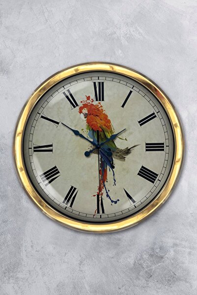 Platin Saat هدية ساعة حائط على شكل ببغاء معدني ذهبي مقاس 40 سم