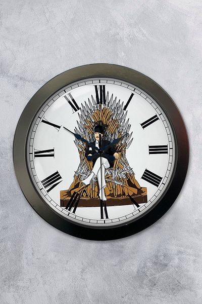 Kasva Concept Gift 36 cm Black Metal Ataturk Wall Clock