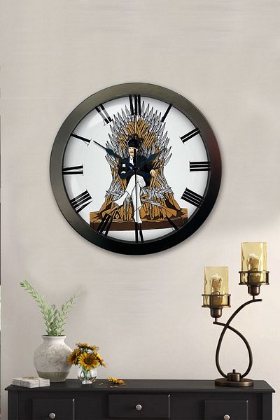 Kasva Concept Gift 36 cm Black Metal Ataturk Wall Clock