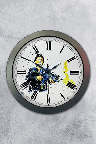 Platin Saat Gift 36 cm Chrome Metal Rambo Wall Clock