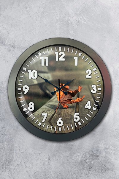 Kasva Concept هدية ساعة حائط على شكل ورقة معدنية من أنثراسايت مقاس 36 سم