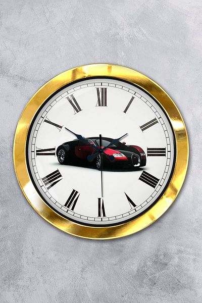Kasva Concept Gift 36 cm Gold Metal Bugatti Wall Clock