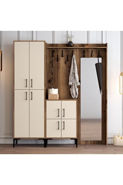 Variant Mobilya Berlin Abc Portmanto - Ceviz / Krem