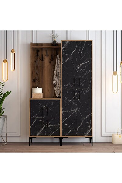 Variant Mobilya Berlin Ba Portmanto - Ceviz / Siyah Mermer