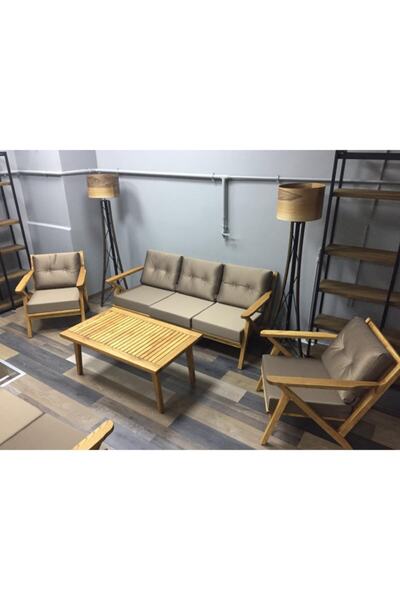 Wood Wood Ahşap Dış Budak Bahçe Takımı Bej (OTTO TAKIM 3 1 1 SEHPA HARİÇ -MİN...