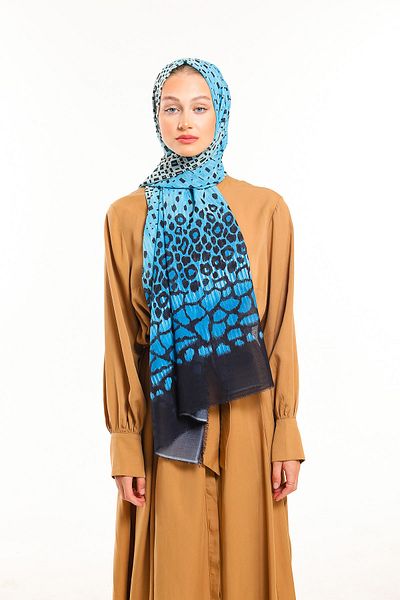 19V69 ITALIA Blue Navy Blue Ethnic Pattern Haiti Series Shawl with Scarf Hanger and Gift Set 80x190 Cm