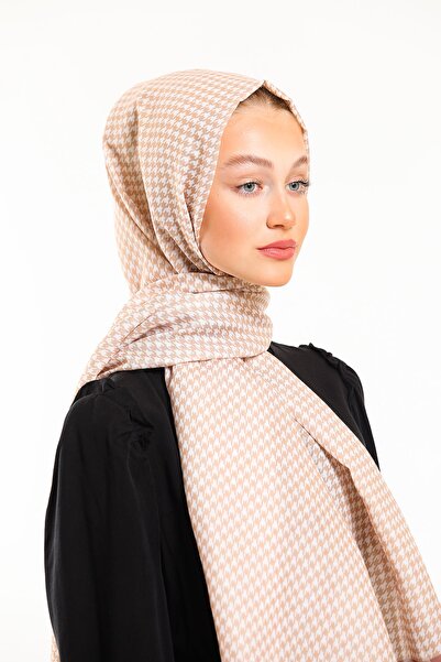 19V69 ITALIA Brown Cream Shawl Houndstooth Pattern Pavia Series 90x200 cm