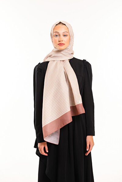 19V69 ITALIA Brown Cream Shawl Houndstooth Pattern Pavia Series 90x200 cm