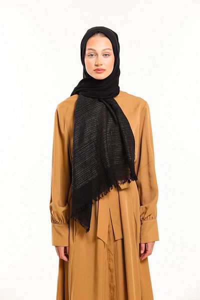 19V69 ITALIA Black Solid Color Cotton Series Shawl with Scarf Hanger and Gift Set 75x200 Cm