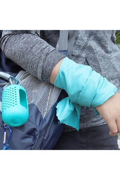 TechnoSmart Towel with Silicone Case Microfiber Quick Drying Camping Bag Kitchen Accessory Portable