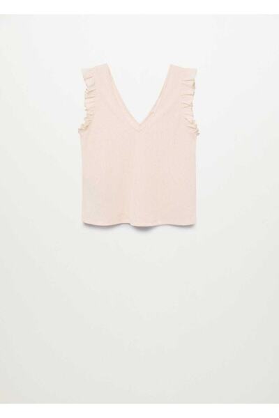 MANGO Woman Γυναικείο μπλουζάκι με λουράκι βανίλια χρώματος