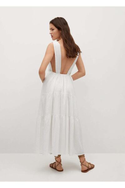 MANGO Woman Rochie albă fără spate pentru femei