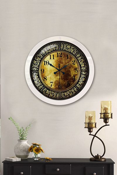Kasva Concept Gift 36 cm White Metal Pattern Wall Clock