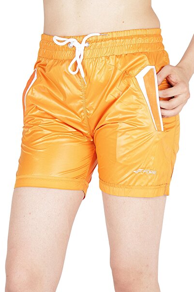 FORE SPORT Women's Orange Pocket Detailed Shiny Shorts