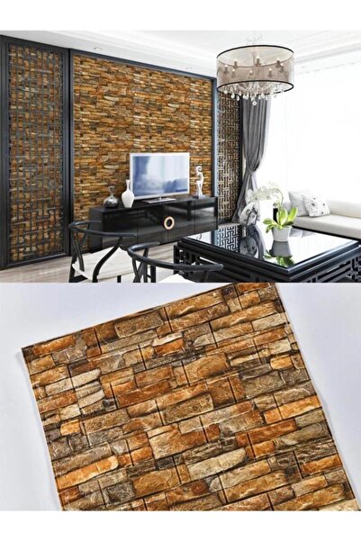 Renkli Duvarlar Nw47 Çok Renkli Taş Siyah Kırmızı Sarı Kendinden Yapışkanlı E...