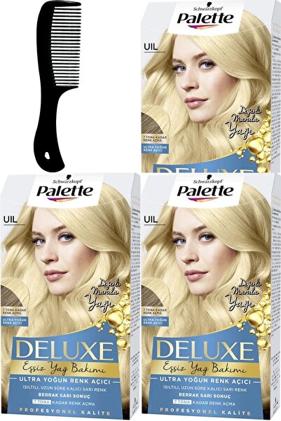 Palette Deluxe Saç Boyası Uıl Ultra Yoğun Renk Açıcı X 3 Adet + Saç Açıcı Tarak