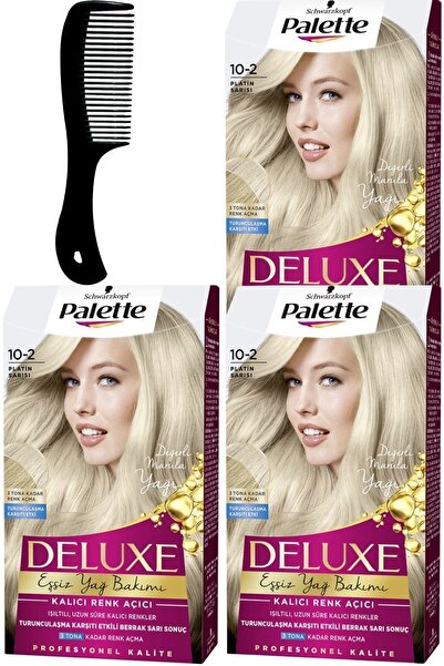 Palette Deluxe Saç Boyası 10-2 Platin Sarısı X 3 Adet + Saç Açıcı Tarak