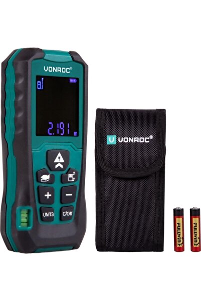 VONROC Lazer Mesafe Ölçer – 60 Metre Mesafe – Özelleştirilebilir Ölçüm Referansı