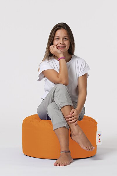 EARMUT Yuvarlak Puf Turuncu Oxford 55x30 cm