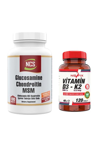 NCS Glucosamine Chondroitin Msm Boswellia Serrata Hyaluronic Acid 180 Tablets & Vitamin D3-k2 120 Tablets