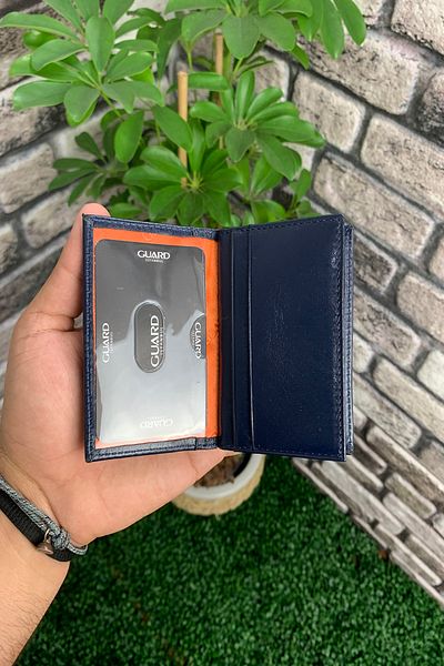 GUARD Nappa Leather Navy Blue Card Holder