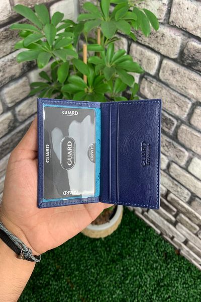 GUARD Antique Navy Blue Leather Card Holder