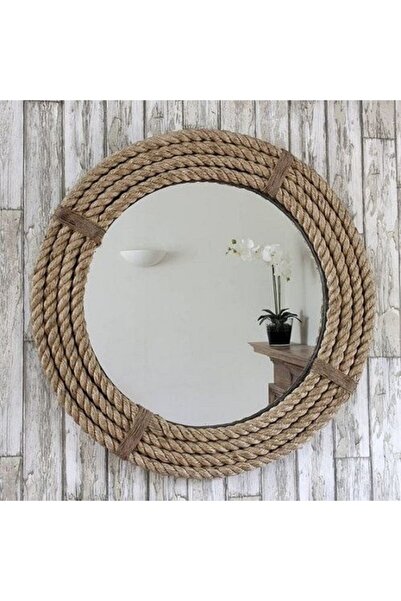 Egindra Doğal Jüt Halat Çerçeveli Yuvarlak Dekoratif Duvar Salon Banyo Aynası...