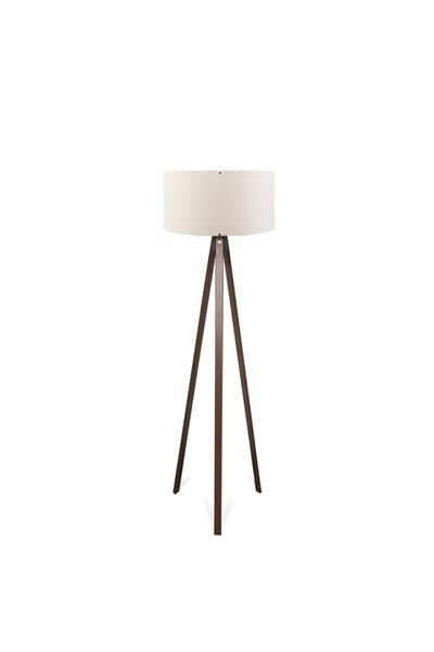 HOMİNG Lambader Ceviz Ayak Silindir Krem Şapka