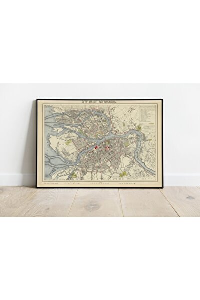 Pegziz Rusya Saint Petersburg Haritası Sanatsal Duvar Dekorasyon Poster 60x90cm.