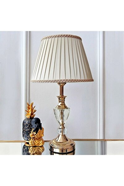 WuuQ Lüx-ayaklı Taşlı Abajur - Gold Krem