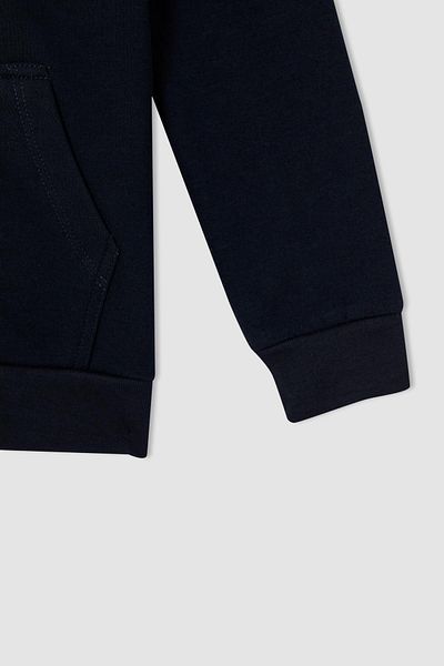 DeFacto Boy's Hooded Zippered Soft Furry Sweat Cardigan