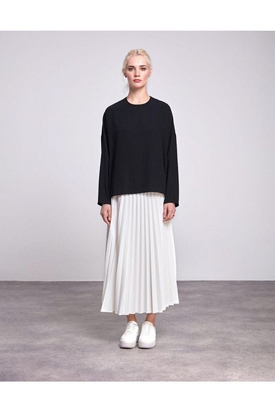 Essah Moda Fusta lungă plisată albă de damă