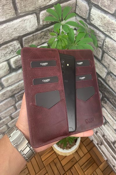 GUARD Unisex Antique Claret Red Hand Portfolio with Phone Port