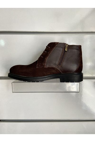PUNTO 600402   Ανδρικές σουέτ μπότες από γνήσιο δέρμα καφέ