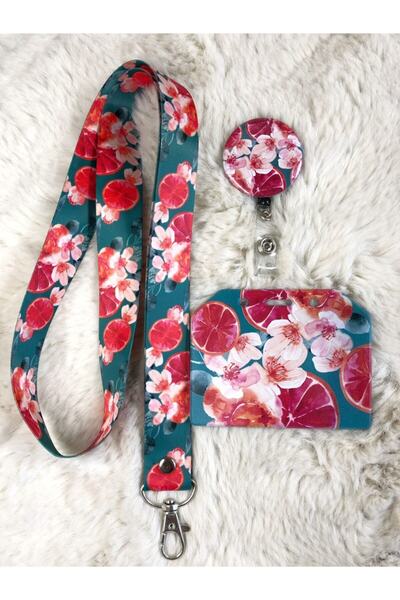 Hediyebum Set de curea pentru gât cu flori de portocaliu și suport pentru car...