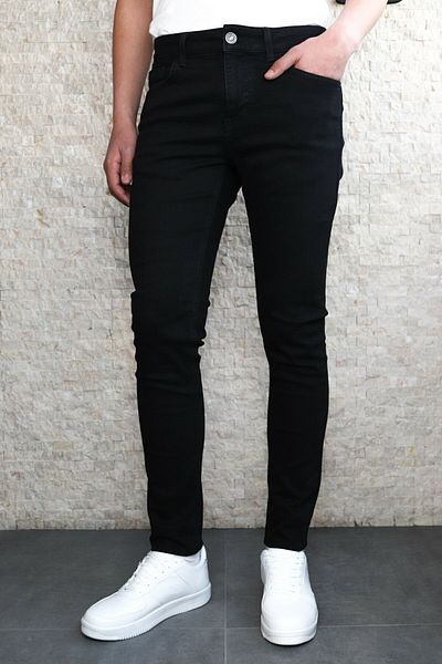 ElitWear Ανδρικό μαύρο τζιν με λεπτή εφαρμογή