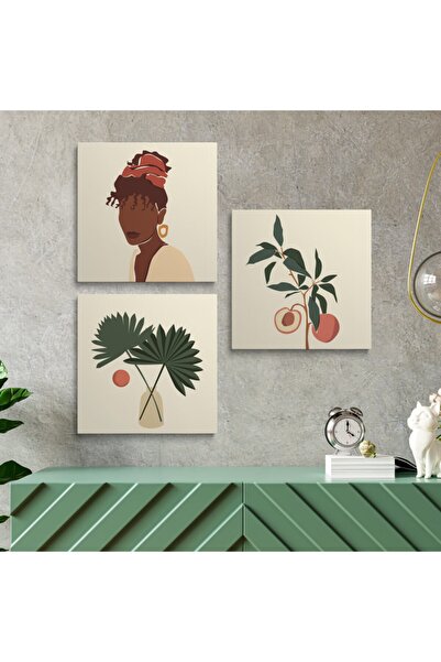 HOMEPACK Set od 3 kvadratne platnene slike na zidu, trostruki kvadrat/008