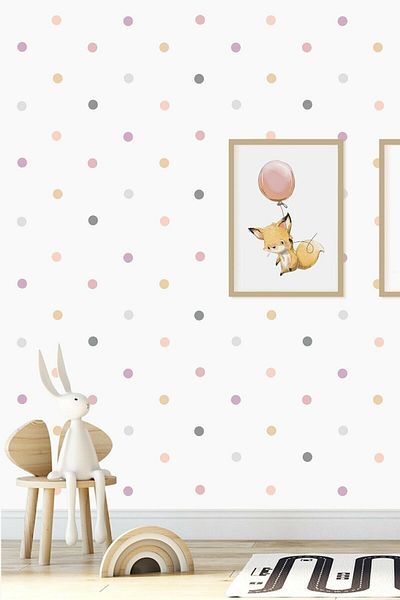 ENGINPRINT Pink 204 Pieces Candy Soft Colored Round Wall Sticker