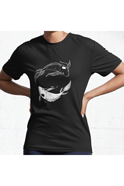 GALASHOP تيشيرت أبيض على أسود سبيريت فيش أطلا أكتيف أسود موديل 77