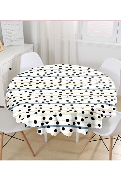 Realhomes Сучасна кругла скатертина з цифровим принтом у вигляді крапок на бі...