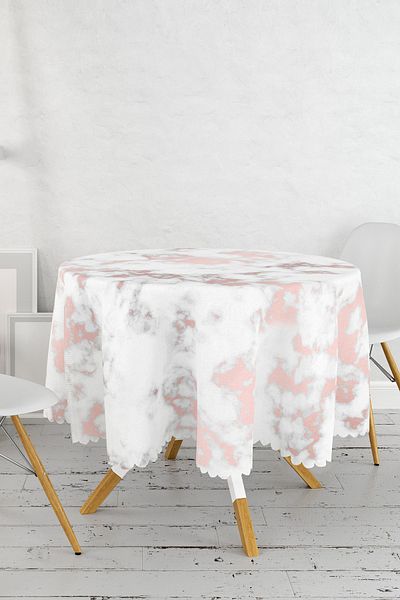 Realhomes Fata de Masa Rotunda Imprimata Digital cu Pardoseala Marmura - Diametru 140 cm